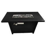 English Elm 25" H X 42" W Steel Outdoor Fire Pit Table With Lid (Black)