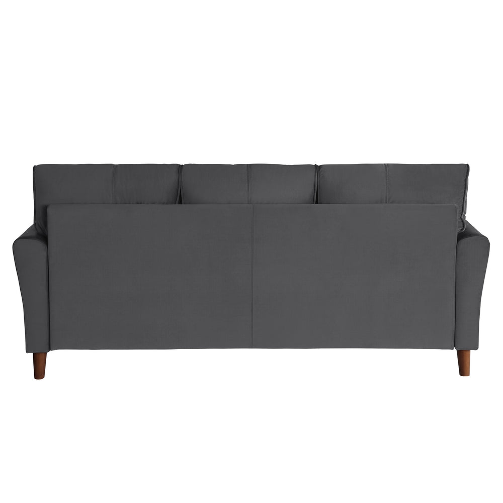 English Elm Gray Velvet Upholstery Sofa with Tufted Plush Seatbacks, Flared Arms, Solid Wood Frame, Modern Comfort B011P204912