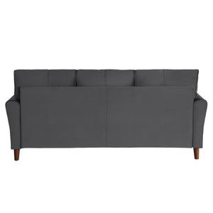English Elm Gray Velvet Upholstery Sofa with Tufted Plush Seatbacks, Flared Arms, Solid Wood Frame, Modern Comfort B011P204912