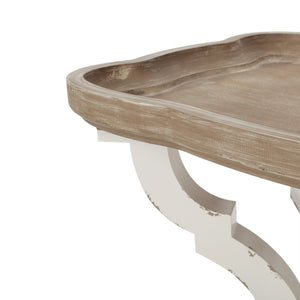 English Elm Christopher Knight Home® - End Hourglass Accent Table with Lipped Rectangular Top, French Country Firwood Charm and Elegance Natural+White N771P223027Y