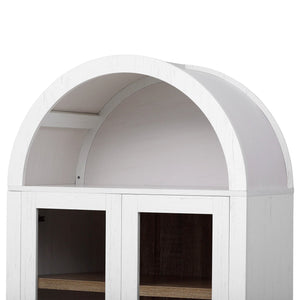 English Elm K&K 71" Arched Kitchen Pantry Cabinet with Glass Doors, Adjustable Shelves, Soft-Close Drawers White N707P288972W