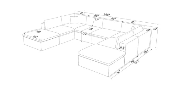 English Elm Coffee Bean Textured Upholstery Modular Sectional Low Profile Sofa with Toss Pillows Dark Gray B2748S00082