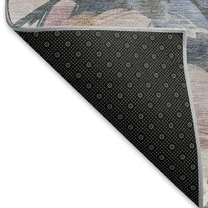 HomeRoots 9' X 12' Washable Pewter Salmon Floral Area Rug with UV Protection - Durable & Stylish for Homes 694007