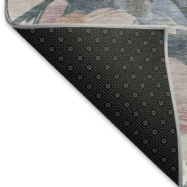 HomeRoots 9' X 12' Washable Pewter Salmon Floral Area Rug with UV Protection - Durable & Stylish for Homes 694007