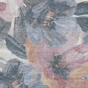 HomeRoots 10' X 14' Washable Pewter Salmon Floral Area Rug with UV Protection – Durable, Stylish, Easy Care! 694008