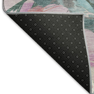 HomeRoots 8' Elegant Teal Blush Ivory Floral Area Rug - Washable, UV Protected, Non-Slip Design for Families 694012