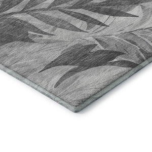 HomeRoots 10' X 14' Stylish Gray Floral Area Rug with UV Protection - Washable, Durable, and Easy Care Elegance 694026