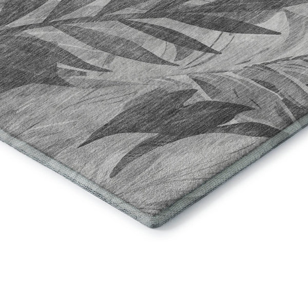 HomeRoots 10' X 14' Stylish Gray Floral Area Rug with UV Protection - Washable, Durable, and Easy Care Elegance 694026