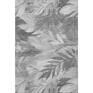 HomeRoots 10' X 14' Stylish Gray Floral Area Rug with UV Protection - Washable, Durable, and Easy Care Elegance 694026