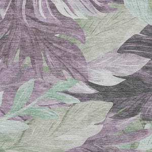 HomeRoots 5' X 8' Floral Area Rug in Lavender & Mint Green - Washable, UV-Protected, & Stain-Resistant Design 694028