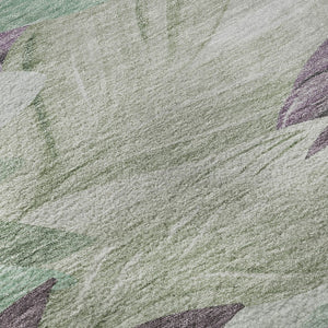 HomeRoots 8' X 8' Floral Round Rug in Lavender and Mint Green - Washable, UV-Protected, Non-Slip Comfort! 694029