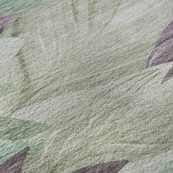 HomeRoots 8' X 8' Floral Round Rug in Lavender and Mint Green - Washable, UV-Protected, Non-Slip Comfort! 694029