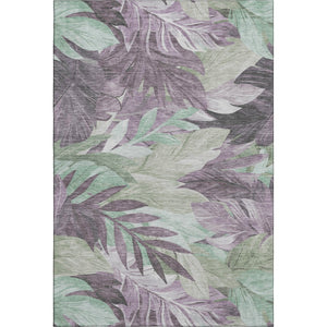HomeRoots 8' Floral Area Rug in Lavender & Mint Green - Washable, UV-Protected, Stain Resistant for Homes 694030