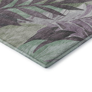 HomeRoots 8' Floral Area Rug in Lavender & Mint Green - Washable, UV-Protected, Stain Resistant for Homes 694030