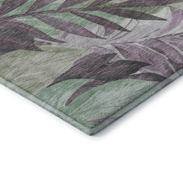 HomeRoots 8' Floral Area Rug in Lavender & Mint Green - Washable, UV-Protected, Stain Resistant for Homes 694030