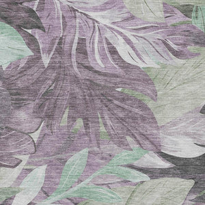 HomeRoots 9' X 12' Floral Area Rug in Lavender & Mint Green – Washable, UV Protected, Durable & Stylish! 694031