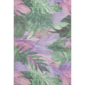 HomeRoots 10' Washable Floral Area Rug in Sage, Purple & Blush - UV Resistant, Stain-Proof, Low Maintenance Elegance 694038