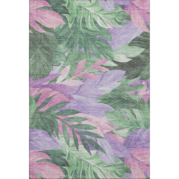 HomeRoots 10' Washable Floral Area Rug in Sage, Purple & Blush - UV Resistant, Stain-Proof, Low Maintenance Elegance 694038