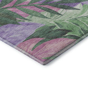 HomeRoots 10' Washable Floral Area Rug in Sage, Purple & Blush - UV Resistant, Stain-Proof, Low Maintenance Elegance 694038