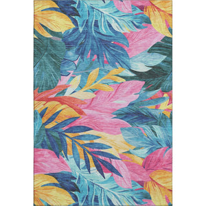 HomeRoots 10' X 14' Sky Blue Floral Washable Area Rug with UV Protection – Perfect for Homes with Kids & Pets! 694044