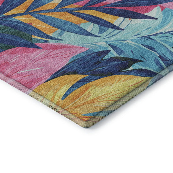 HomeRoots 10' X 14' Sky Blue Floral Washable Area Rug with UV Protection – Perfect for Homes with Kids & Pets! 694044