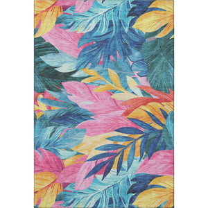 HomeRoots 10' X 14' Sky Blue Floral Washable Area Rug with UV Protection – Perfect for Homes with Kids & Pets! 694044