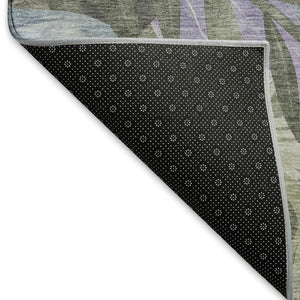 HomeRoots 5' X 8' Floral Washable Area Rug in Taupe with Lavender & Olive Green – UV Protected, Durable Design 694052