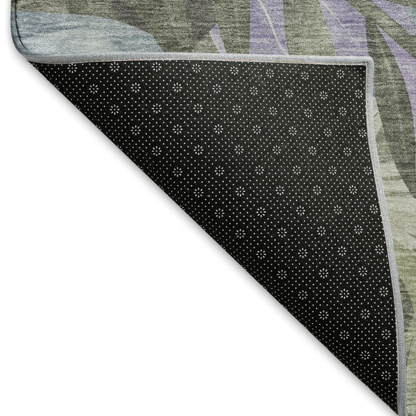 HomeRoots 5' X 8' Floral Washable Area Rug in Taupe with Lavender & Olive Green – UV Protected, Durable Design 694052