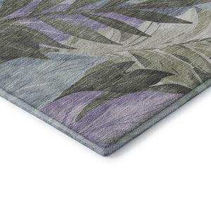 HomeRoots 5' X 8' Floral Washable Area Rug in Taupe with Lavender & Olive Green – UV Protected, Durable Design 694052