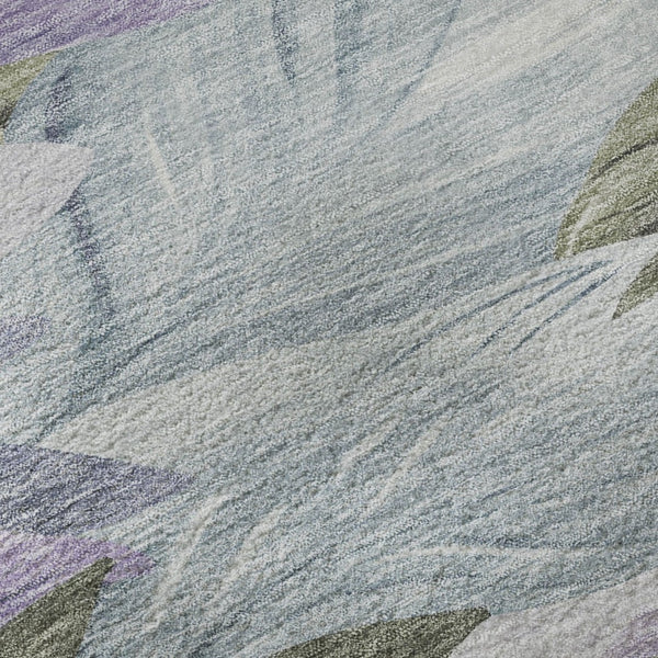 HomeRoots 5' X 8' Floral Washable Area Rug in Taupe with Lavender & Olive Green – UV Protected, Durable Design 694052