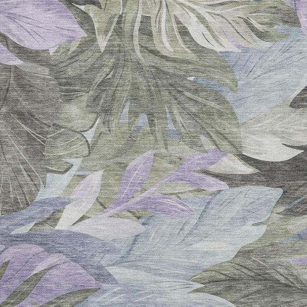 HomeRoots 9' X 12' Floral Area Rug in Taupe, Lavender & Olive Green – Washable, Stain Resistant & UV Protected 694055