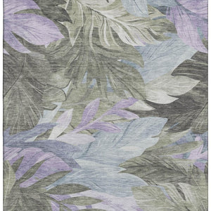 HomeRoots 10' X 14' Washable Floral Area Rug in Taupe, Lavender & Olive Green - UV Protected & Non-Slip! 694056