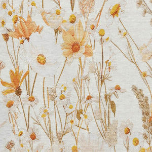 HomeRoots 8' Ivory and Orange Floral Area Rug - Washable, UV Protected, Stain Resistant for Homes with Kids & Pets 694060