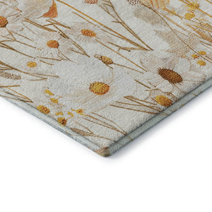 HomeRoots 10' X 14' Ivory and Orange Floral Area Rug - Washable, UV Protected, Durable for Families & Pets 694062