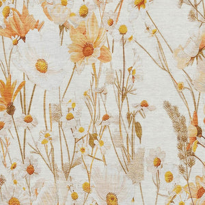 HomeRoots 10' X 14' Ivory and Orange Floral Area Rug - Washable, UV Protected, Durable for Families & Pets 694062