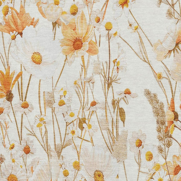 HomeRoots 10' X 14' Ivory and Orange Floral Area Rug - Washable, UV Protected, Durable for Families & Pets 694062