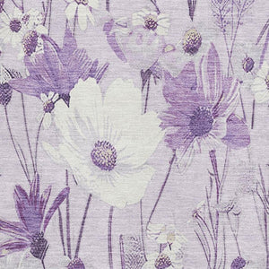 HomeRoots 9' X 12' Lavender Floral Area Rug – Washable, UV Protected, Stain-Resistant for High-Traffic Spaces 694067