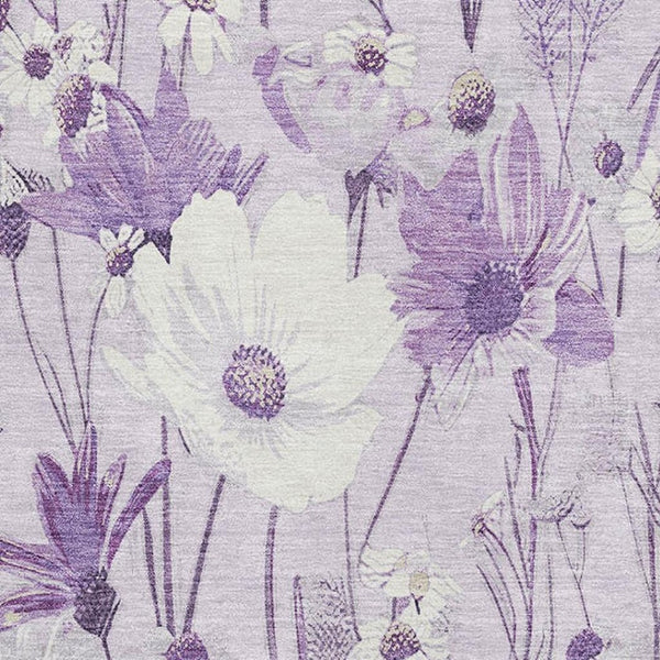 HomeRoots 9' X 12' Lavender Floral Area Rug – Washable, UV Protected, Stain-Resistant for High-Traffic Spaces 694067