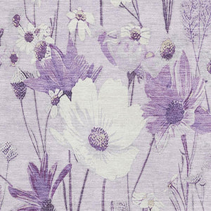 HomeRoots 10' X 14' Floral Area Rug – Lavender & Ivory, Washable, Stain-Resistant, UV Protected, Non-Slip 694068