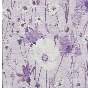 HomeRoots 10' X 14' Floral Area Rug – Lavender & Ivory, Washable, Stain-Resistant, UV Protected, Non-Slip 694068