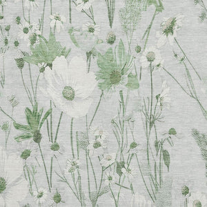 HomeRoots 5' X 8' Mint Green Floral Washable Area Rug with UV Protection - Stylish, Durable, Easy-Care Elegance 694070