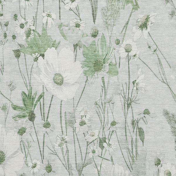 HomeRoots 5' X 8' Mint Green Floral Washable Area Rug with UV Protection - Stylish, Durable, Easy-Care Elegance 694070