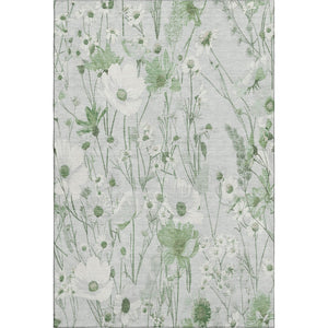 HomeRoots 8' Mint Green Floral Washable Area Rug - UV Protected, Stain Resistant, Perfect for Busy Homes 694072