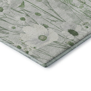 HomeRoots 8' Mint Green Floral Washable Area Rug - UV Protected, Stain Resistant, Perfect for Busy Homes 694072