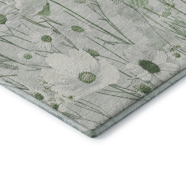 HomeRoots 8' Mint Green Floral Washable Area Rug - UV Protected, Stain Resistant, Perfect for Busy Homes 694072