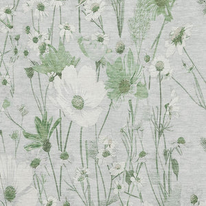 HomeRoots 8' Mint Green Floral Washable Area Rug - UV Protected, Stain Resistant, Perfect for Busy Homes 694072