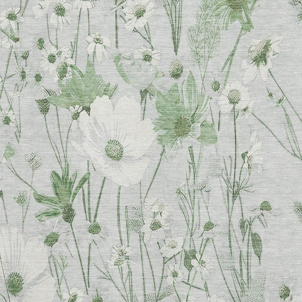 HomeRoots 8' Mint Green Floral Washable Area Rug - UV Protected, Stain Resistant, Perfect for Busy Homes 694072