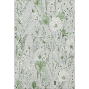 HomeRoots 8' Mint Green Floral Washable Area Rug - UV Protected, Stain Resistant, Perfect for Busy Homes 694072