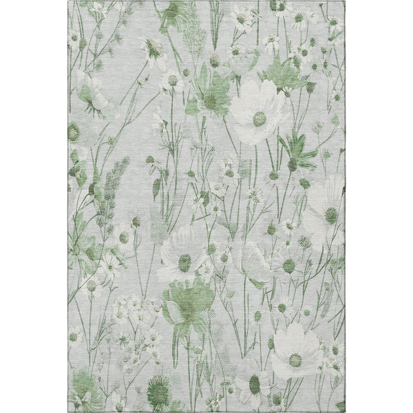 HomeRoots 8' Mint Green Floral Washable Area Rug - UV Protected, Stain Resistant, Perfect for Busy Homes 694072