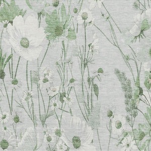 HomeRoots 9' X 12' Mint Green Floral Area Rug - Washable, UV Protected, Stain Resistant, Perfect for Families 694073